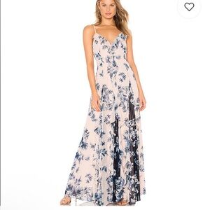 NWT BCBG Maxazria Floral Divine Peach Bloom Godet Ruffle Maxi Gown Dress 10